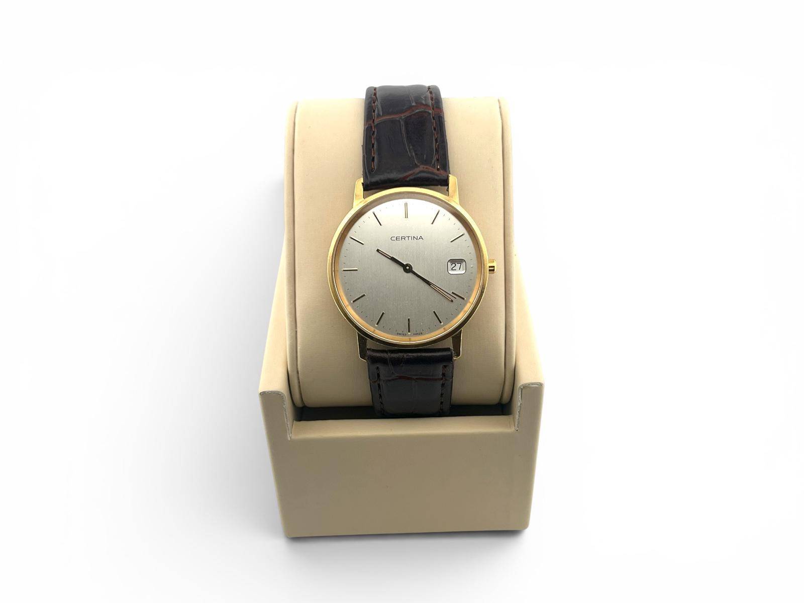 18K Certina klocka med läderband 29.3g