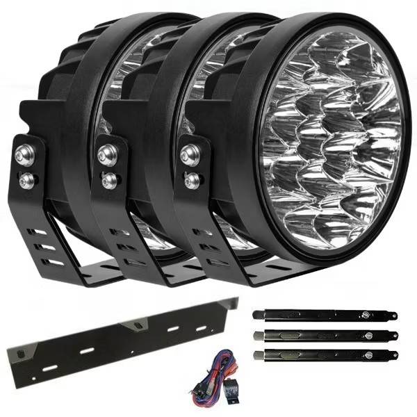 Extraljus paket 3 st Ledforce MegaBeam 126W 7" inkl. extraljushållare, stag och reläkabelsats