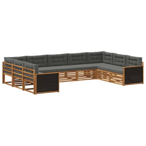 Utomhussoffset 9 pcs Naturlig och Antracit Massivt Akaciaträ