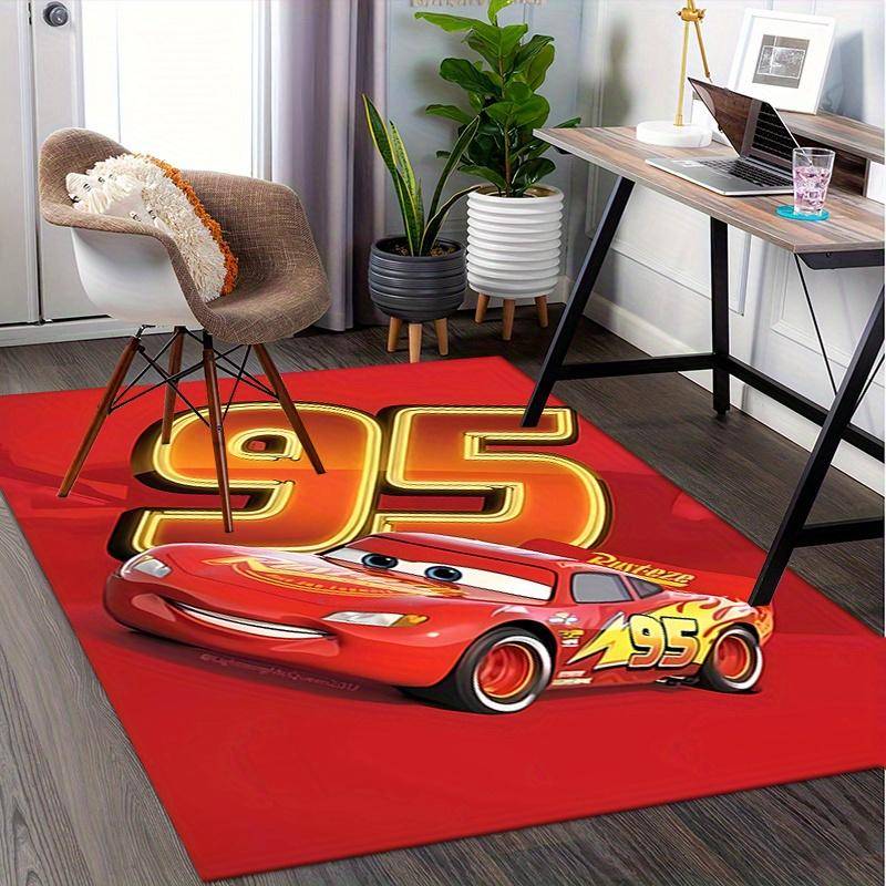 Kontorsmatta Blixten McQueen, 95-tema 3D-printad Halkfri Matta - Maskintvättbar för Vardagsrum black