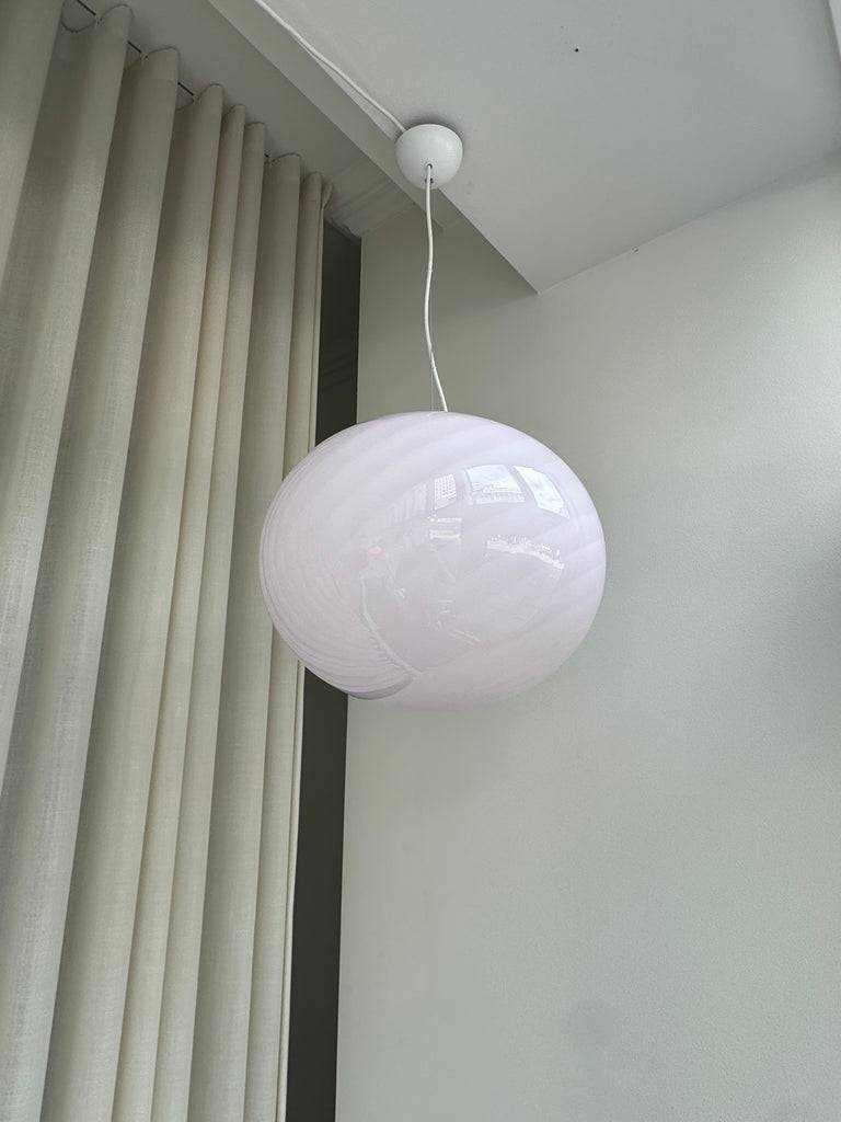 Oval lyserød candy Murano pendel, 40 cm