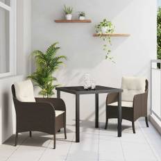 vidaXL Have Spisebordssæt med pude 3 pcs Brun Poly rattan