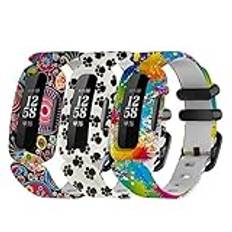 Tyeyober 3 st silikonarmband kompatibla med Fitbit Ace 3 barn klockband, för Fitbit Ace 3 färgglada klockarmband, ersättningsbandtillbehör för Fitbit Ace 3, 3 st