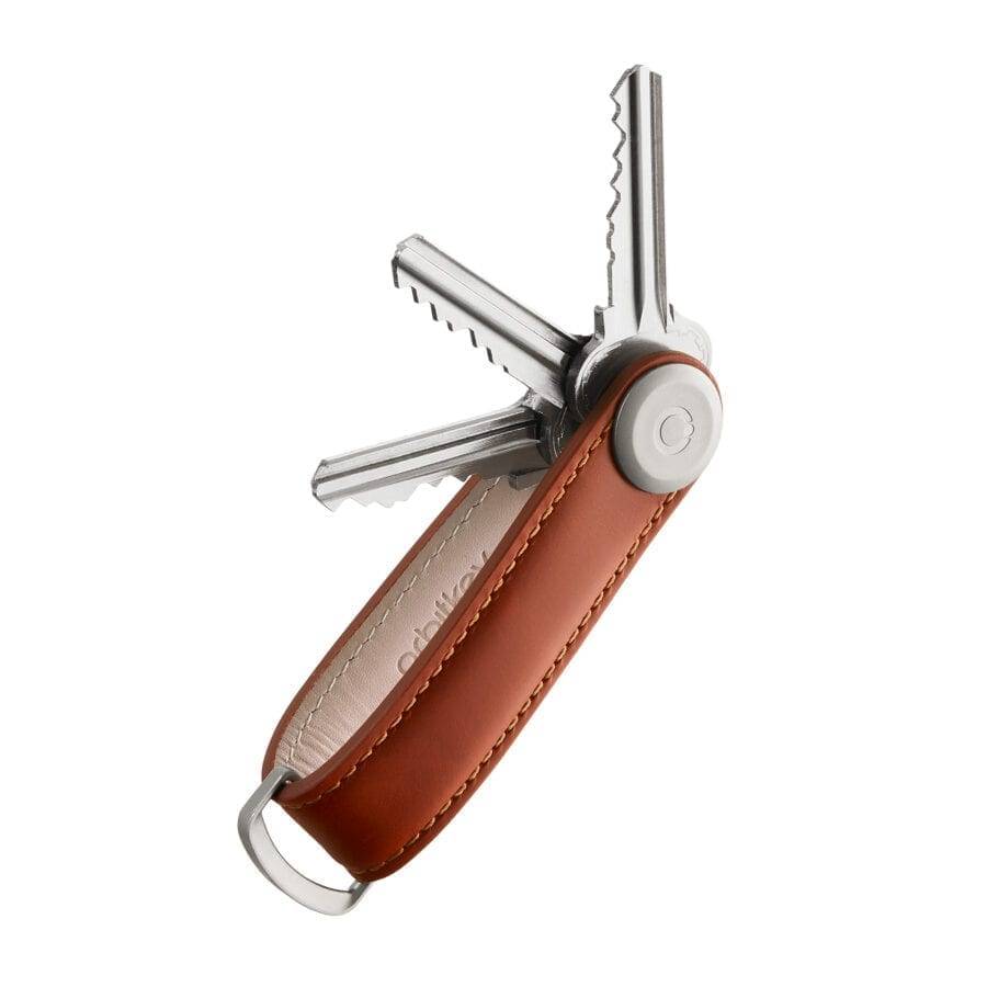 Orbitkey Lædernøglering, Cognac / Tan.