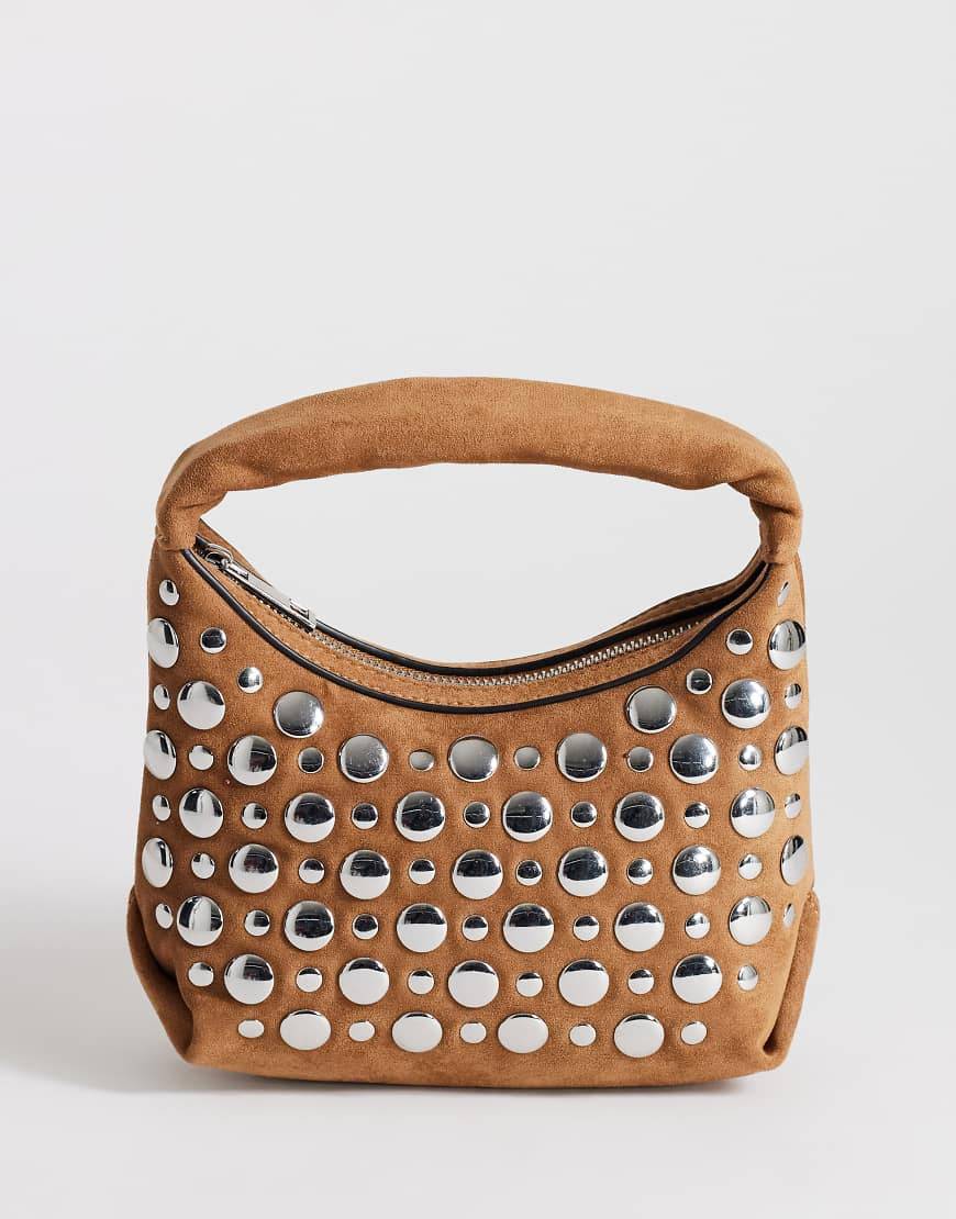 Topshop - Juno - Lille gyldenbrun håndtaske med nitter - One Size