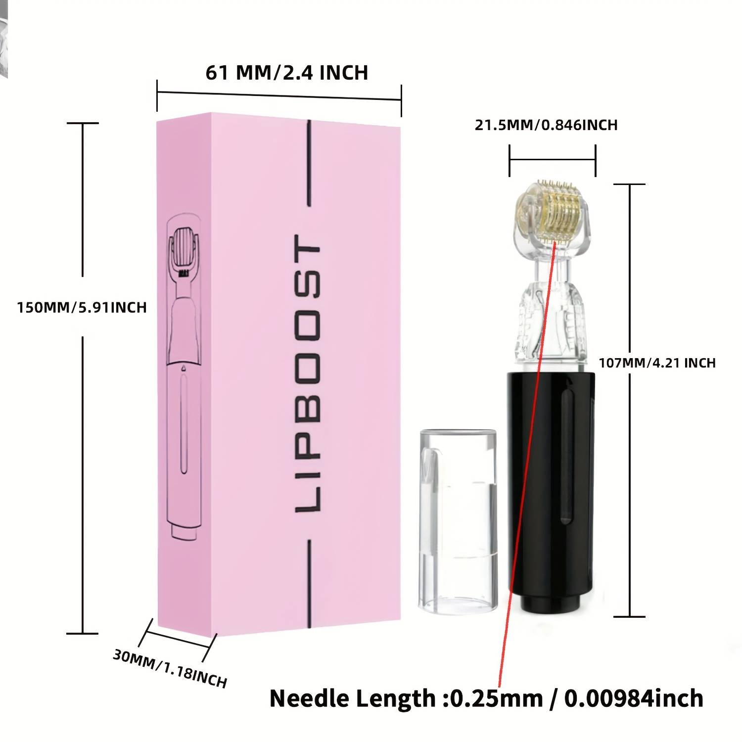 TEMU 1pc 105 Titanium Needles Derma Roller 0.25mm | , , For Lips, Skin, Face, Home Use, Suitable Gift For Men (black)