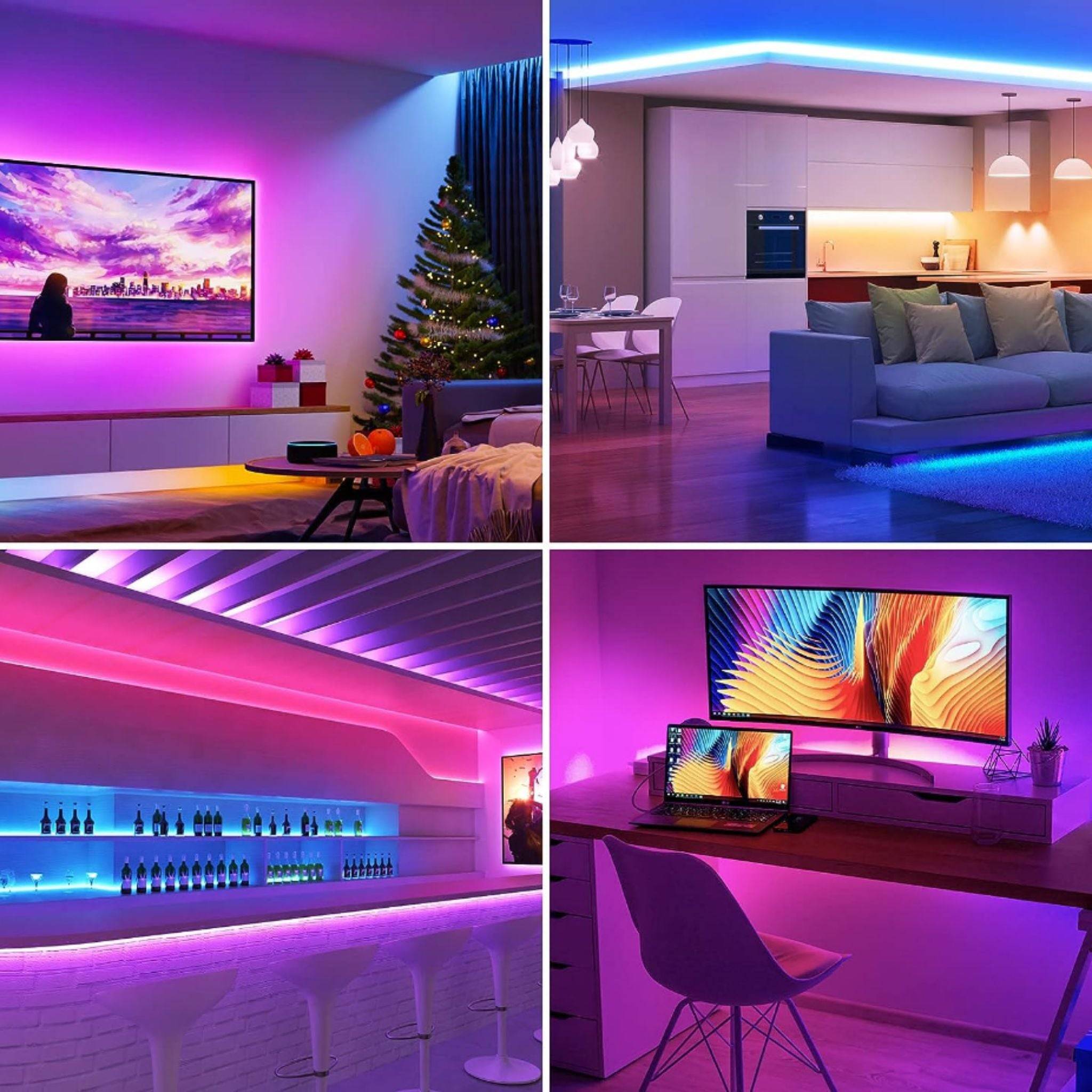 LED-list RGB, Självhäftande ljuslist för gaming, TV & kök - 20M (Betala för 12m)