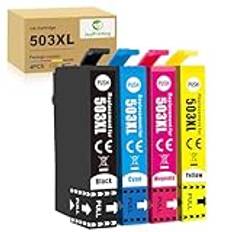 JoyPrinting 503XL patroner multipack kompatibla med Epson 503 503 XL bläckpatroner färg för Epson Expression Home XP-5200 XP-5205 Workforce WF-2960DWF WF-2965DWF (svart cyan gul magenta)