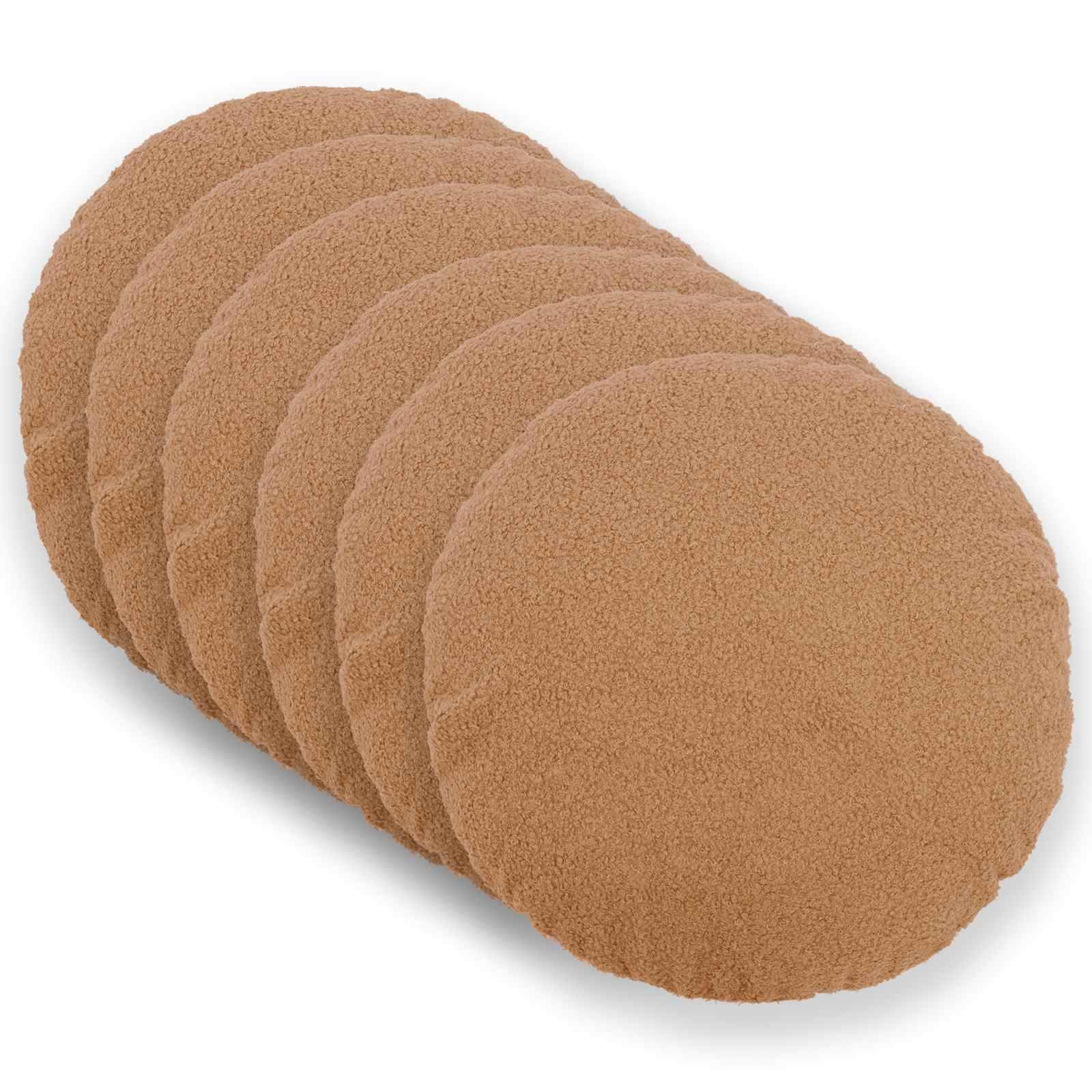 vidaXL Kuddöverdrag 6 st HEERLEN Beige Ø 50 cm Bouclé