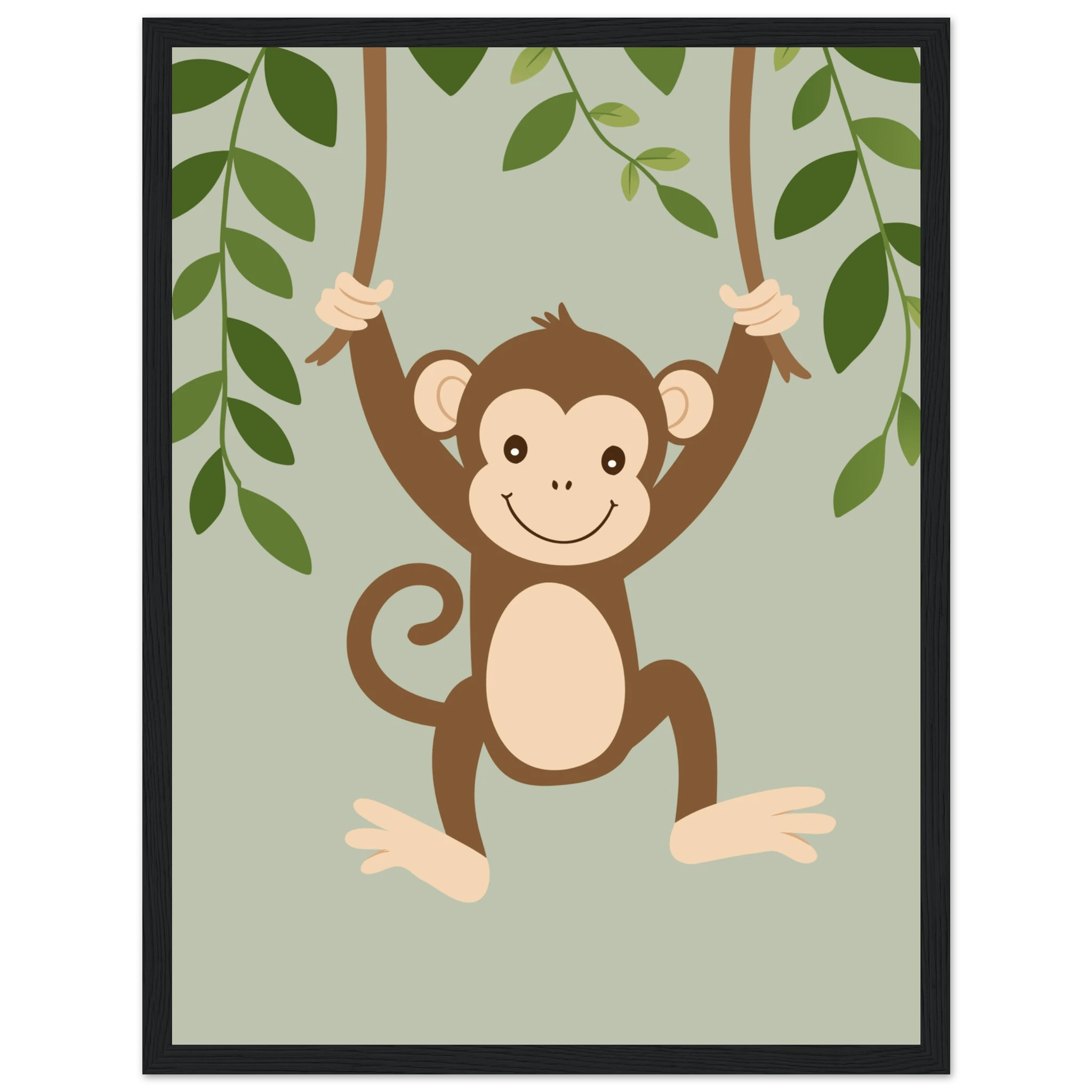 Apa i lian poster-30x40 cm / 12x16″ / Med ram / Svart