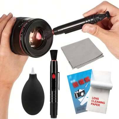 Professionellt rengöringskit för kameralinser, rengöringssätt för DSLR, spegellösa kameror och telefoner, med luftblåsa, sensor-tops, mikrofiberduk, l - 4 i 1