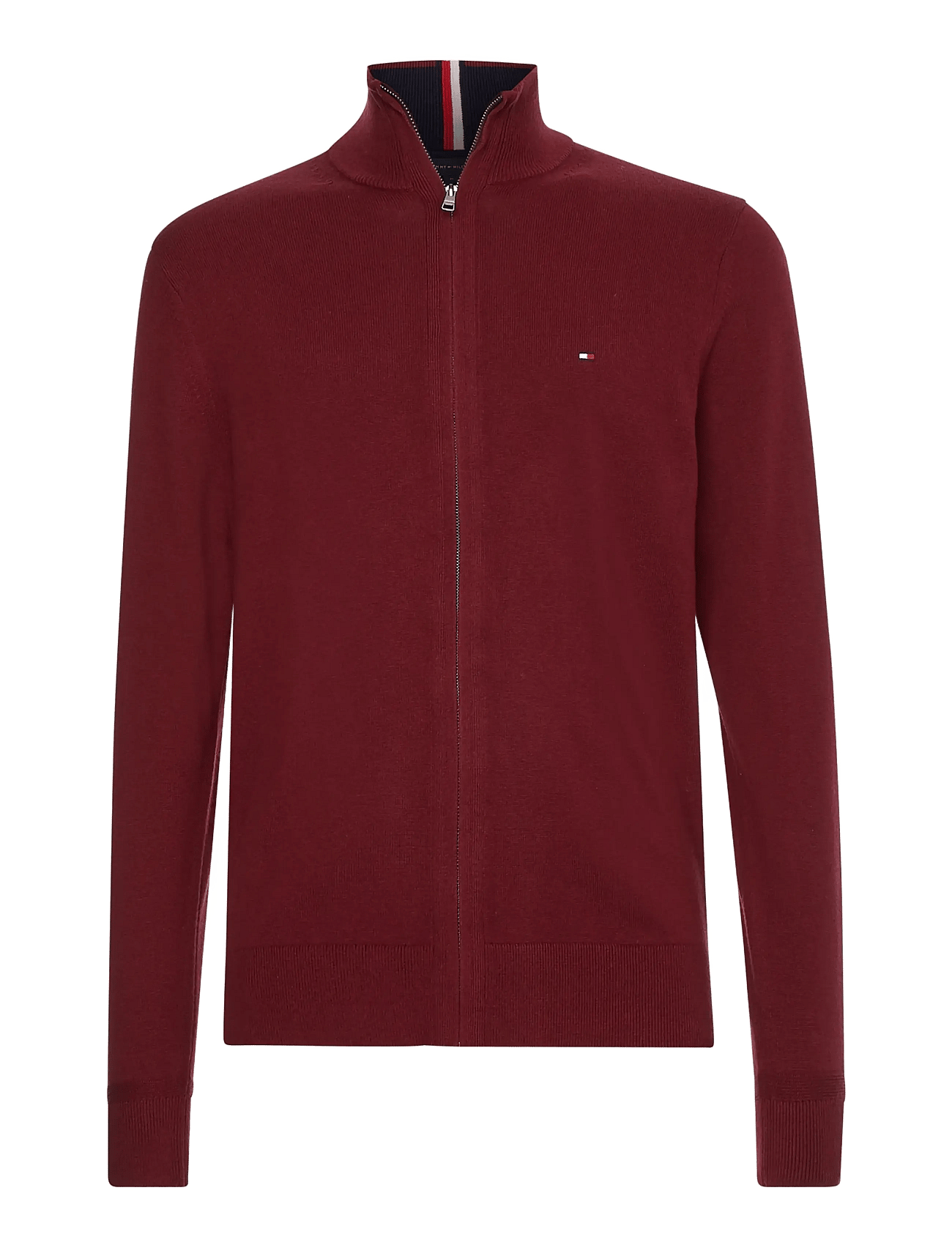 TOMMY HILFIGER Pima Org Ctn Cashmere Zip Thru | Burgundy | S
