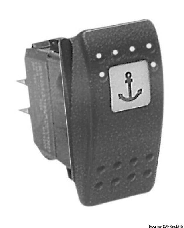 Carling Contura II vippekontakt (ON)-OFF-(ON), 2 røde LED, 12 V