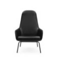Normann Copenhagen Era Lounge Chair High Steel SH: 40 cm - Ultra Leather / Black 41599