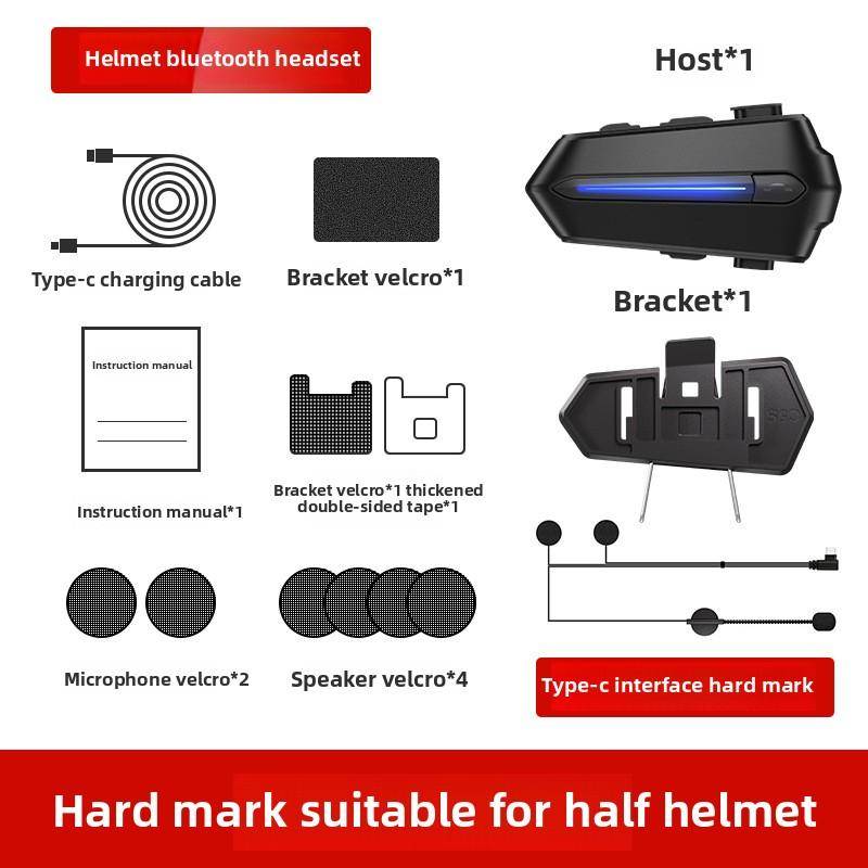 Bluetooth 5.4 Motorcycle Helmet Headset IPX6 Waterproof CVC Noise Reduction 48H Battery