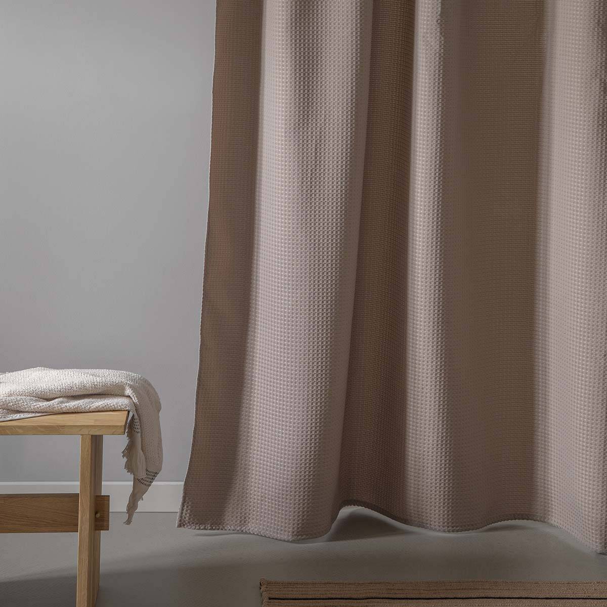 WAFFLE Badeforhæng i khaki - 180x220 cm
