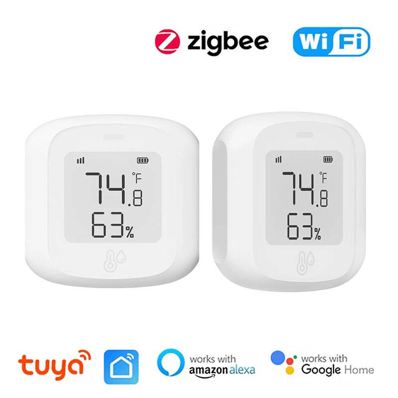 Tuya Smart WiFi Zigbe temperaturfuktsensor Inomhus hygrometer termometerdetektor med LCD-skärm Fjärrkontroll Stöd för Al