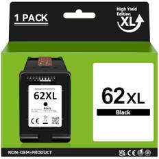 62XL Schwarz kompatibel für HP 62 Druckerpatronen, 62 XL Schwarz für HP Envy 5540 Druckerpatronen 7640 5544 5545 5548 5640 5646, für HP OfficeJet 5742 5740 5744 200 250 258 Drucker (1er-Pack)