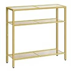 HOOBRO 75 cm smalt konsolbord, 3 nivåer härdat glas soffbord, litet sidobord, modernt entrébord, för entré, vardagsrum, foajé, hall sovrum, guld GD21XG01G1