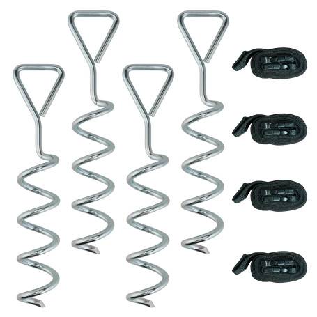 Markankare Skruv 4-Pack 32 cm Silver Med Justerbara Spännband