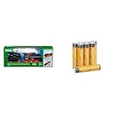 BRIO World Batteridriven Ånglok med Vattentank, från 3 år & Amazon Basics Alkaliska AAA-prestandabatterier, 1,5 volt, 8-pack (utseendet kan variera)