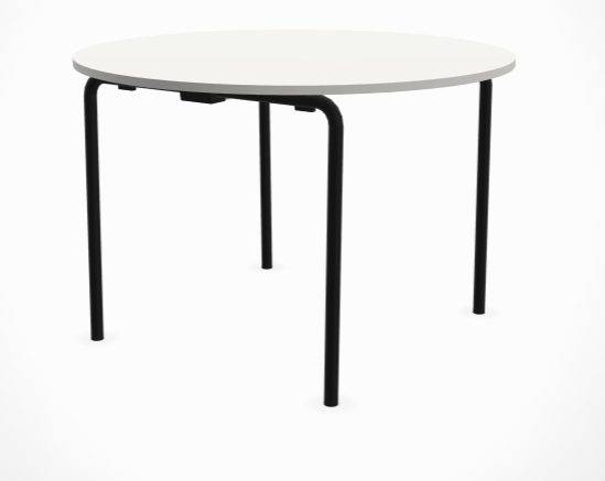 Tube Basic Rundt Foldebord - Flere farver og størrelser. Ø110 cm Hvid HPL Laminat Sort.