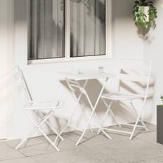 3 Delar Fällbart Bistro Set Vitt Stål