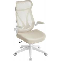 Ergonomisk Kontorstol Cappuccino-beige med Netryg og Sammenklappelige Armlæn, 150 kg
