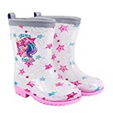 Stövlar Flicka Enhörning Rosa med Stjärnor - Regnstövlar Barn Vattentäta med Anti Slip Yttersula - Gummistövlar Reflekterande Kant PVC Material för Små Flickor - 5 Storlek PERLETTI KIDS (Silver, numeric_30)