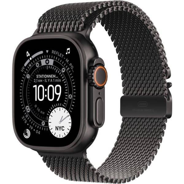 Apple Watch Ultra 3 GPS + Cellular  49 mm  Svart titanboett  Svart titanrem med milanesisk loop  Stor