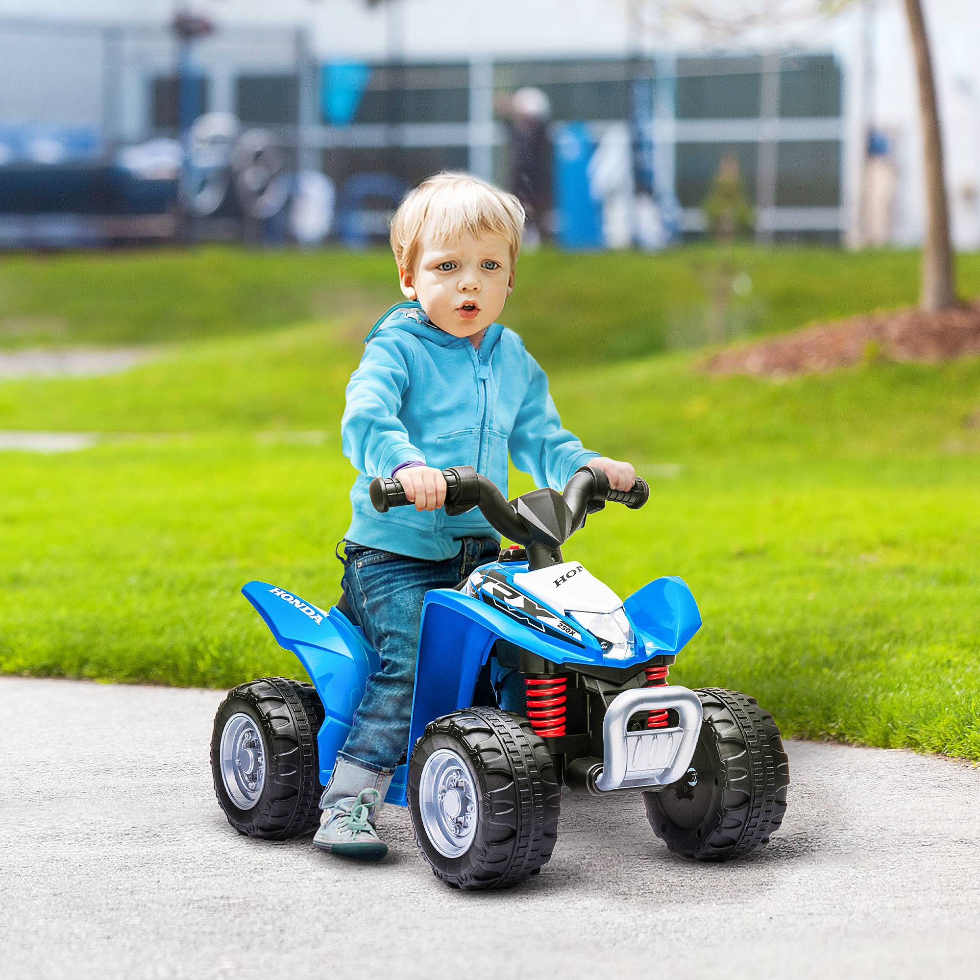 Elektrisk ATV Mini ATV Børns Elektrisk ATV Børns ATV med LED og Horn Børnemotorcykel Børnekøretøj Elbil til Børn fra 18 Måneder Metal Blå 65,5 x 38,5 x 43,5 cm.