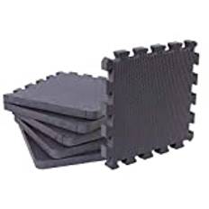 BodenMax skyddsmattor med kantstycken 30x30cm, 2,5cm för golv | fitness | Underlagsmattor | Fitnessmattor för markskydd - sport, gym, källare, 25 mm, svart, 6 st