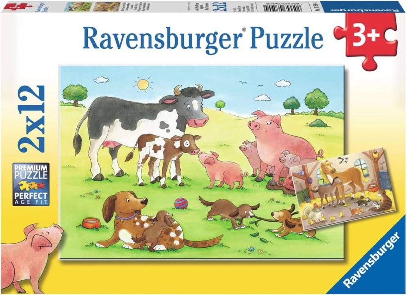 Ravensburger Pussel -​ Glada djurfamiljer, 2 x 12 bitar