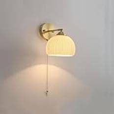 Vägglampa i borstad mässing Justera Modern Väggmonterad Ljusarmatur Inomhus sängbordsläslampa med dragkedja, E27 fast väggbelysningsarmatur för vardagsrummet i sovrummet