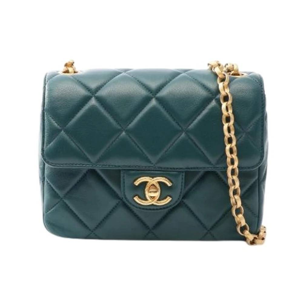Chanel Vintage Pre-owned Vintage Skuldertaske - Vintage - Dame - Grøn - ONE SIZE - Uld