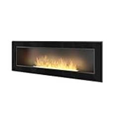 OutInFire, Inbyggd bioetanol för vägg, stålspis med ram 150, 150 x 49 cm (svart)