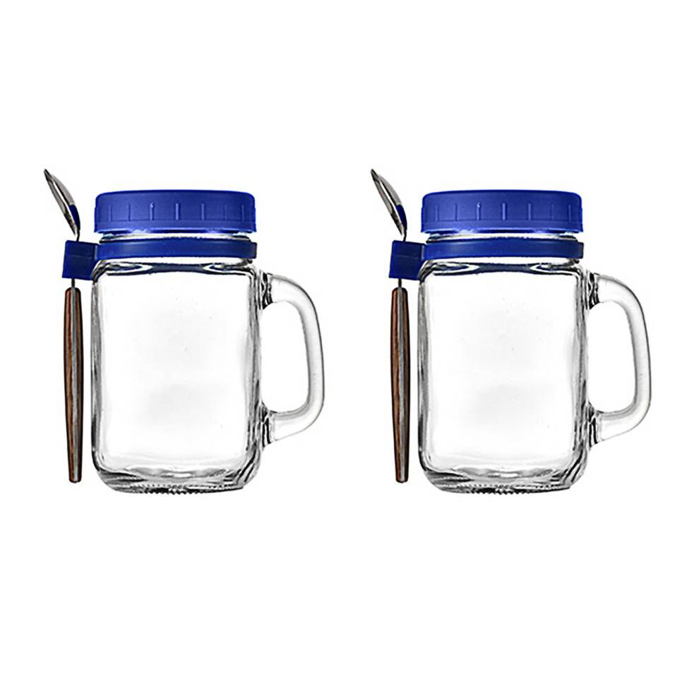 Genanvendelige Mason Jar-krus, sæt med Mason Jars med låg til multifunktionel brug, 16oz glaskopper med lækagesikre låg, ideel til hjem og kontor