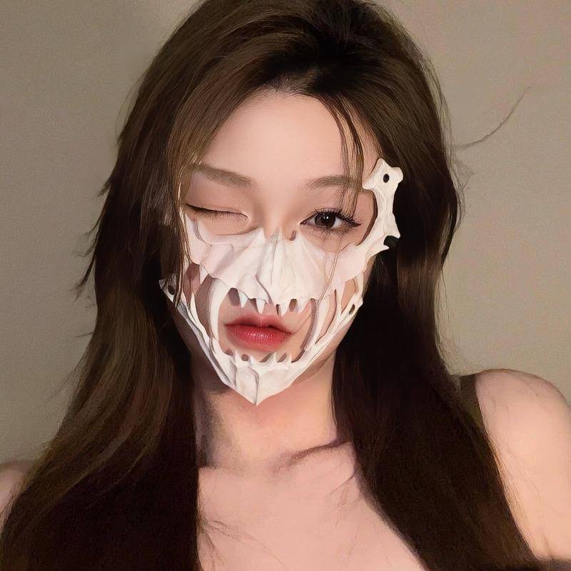 Halloween tvådimensionell halvmask Tiger Yasha Tengu människa varg Mask festuppträdande utklädningsrekvisita cm