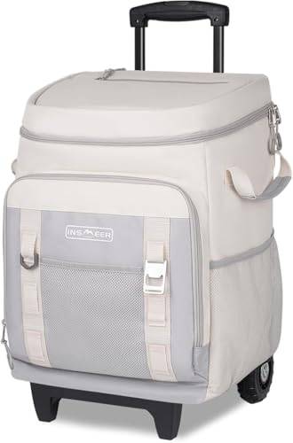 INSMEER Stor kylväska med hjul 50L/80 burkar 2-i-1 hopfällbar design