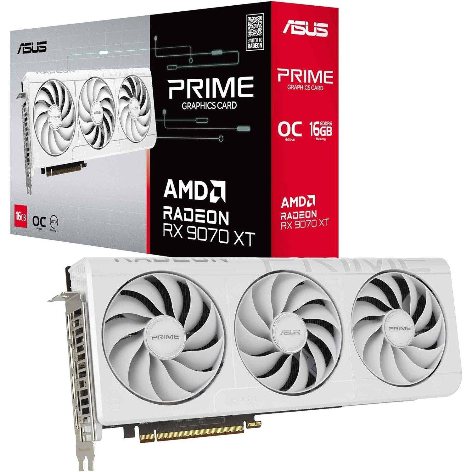 Asus Asus Prime Radeon Rx 9070 Xt White Oc Edition 16Gb Gddr6 Gaming Graphics Card