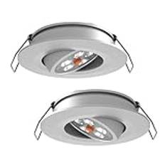 acegoo svängbara downlights 12V för båt skåpbil husbil infälld taklampa LED-spotlight 12 volt, 35° strålvinkel vertikal 70° justering diameter 74 mm Inbyggd dimmer och rött ljus Silver 3000K