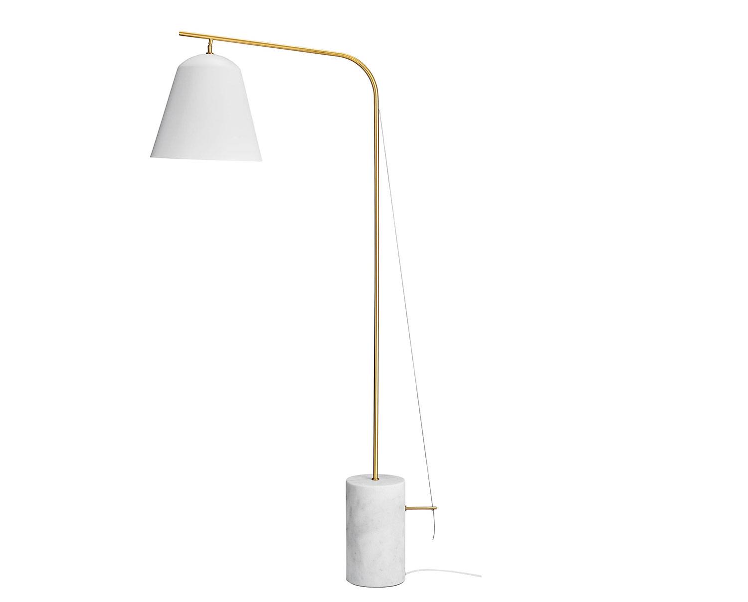 Line Two Golvlampa | White - Vit, Mässing (Two | B 37,5/ D 95 / H 168 cm)