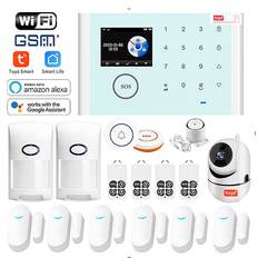 Trådlöst GSM-inbrottslarm Tuya Smart Home WiFi-larmsystemssats Multifunktionell stöldskyddsutrustningssats med Alexa Goo