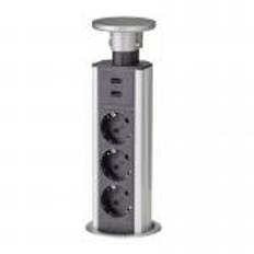 POP-UP Stikkontakt 3-stikdåse Schuko med 2 x USB udtag, 1,8m