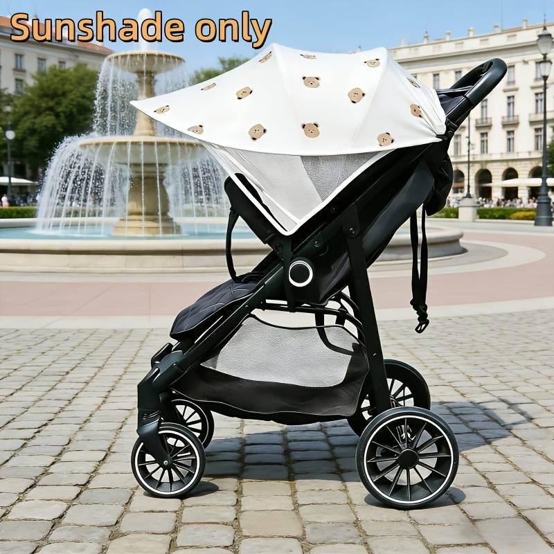 Detachable Canopy For Strollers, Suitable For Strollers, Baby Joggers, And Ride-on Strollers, Brown Bear Pattern Canopy