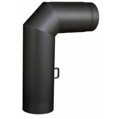 Isoleret røgrørs knærør 2x45° - med dør og spjæld - sort - indv. Ø150mm (700x500mm)