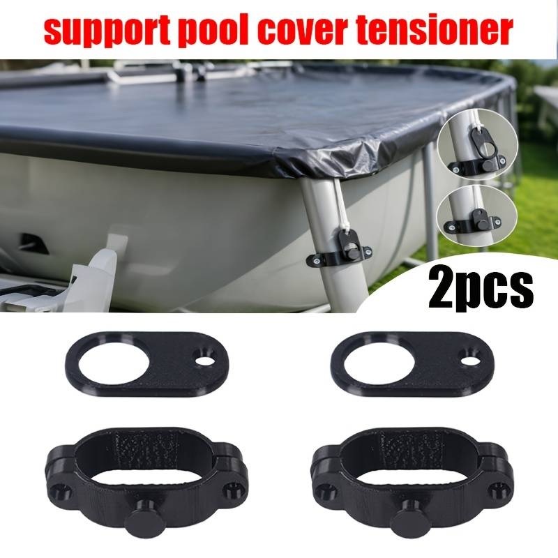 2pcs Pool Cover Tensioner Bracket, Above-ground Metal Cover Rope Tightening Fixing Clamp, Outdoor Pool Winter Insulation Cover Fastening , Adjustable Pool Cover Tensioning Bracket Accessories
