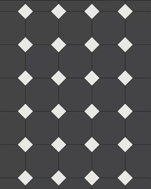 Oktagonklinker - 15 x 15 cm svart/vit