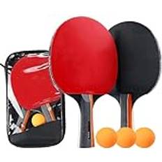 Symagalbst Professionell bordtennis set 2 bordtennisracket med 3 bordtennisbollar och 1 väska, bordtennis set perfekt för nybörjare, proffs