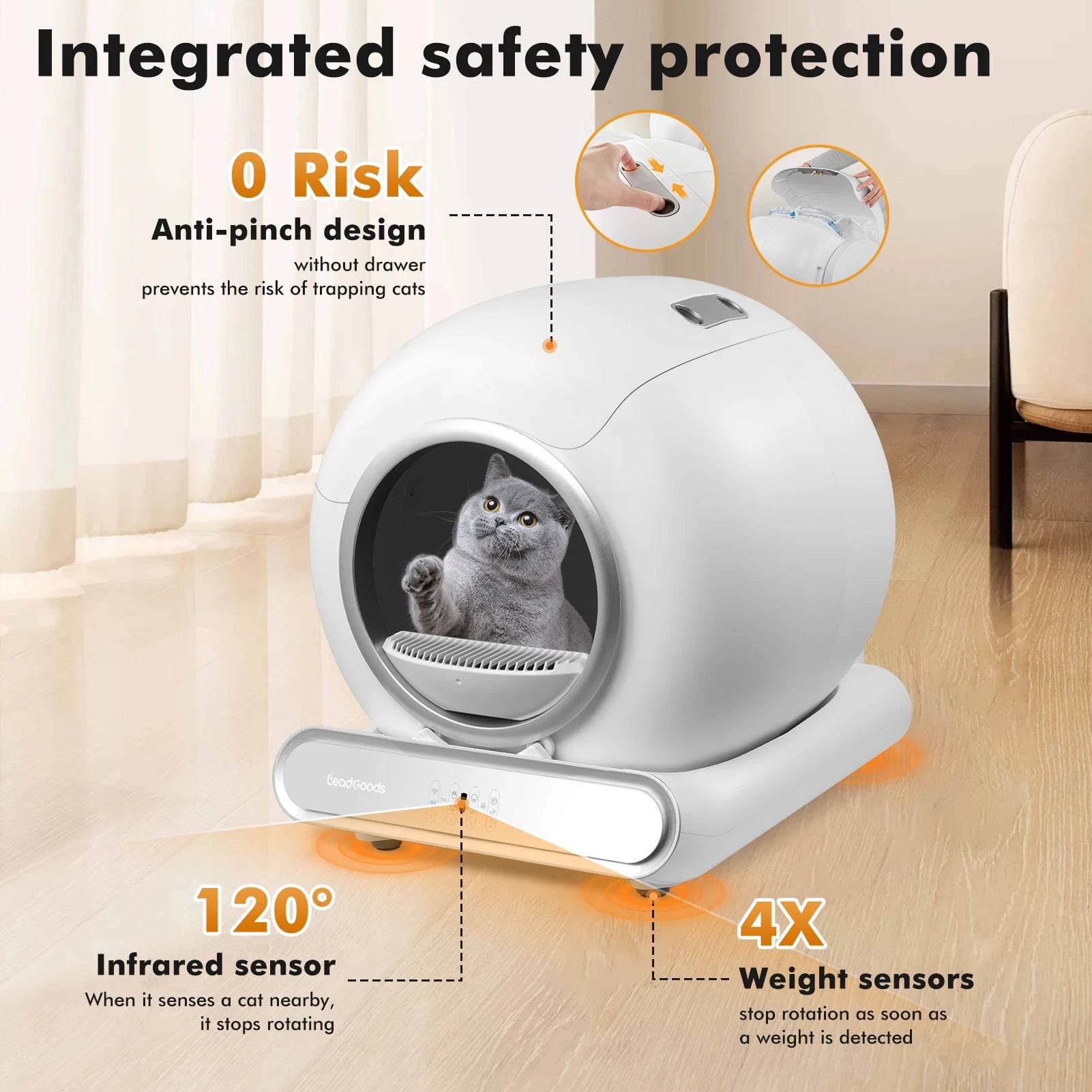 65L Self-Cleaning Cat Litter Box | Wi-Fi & App Control | Ozone Odour Control | UK Plug - United Kingdom / 220V-240V UK Plug